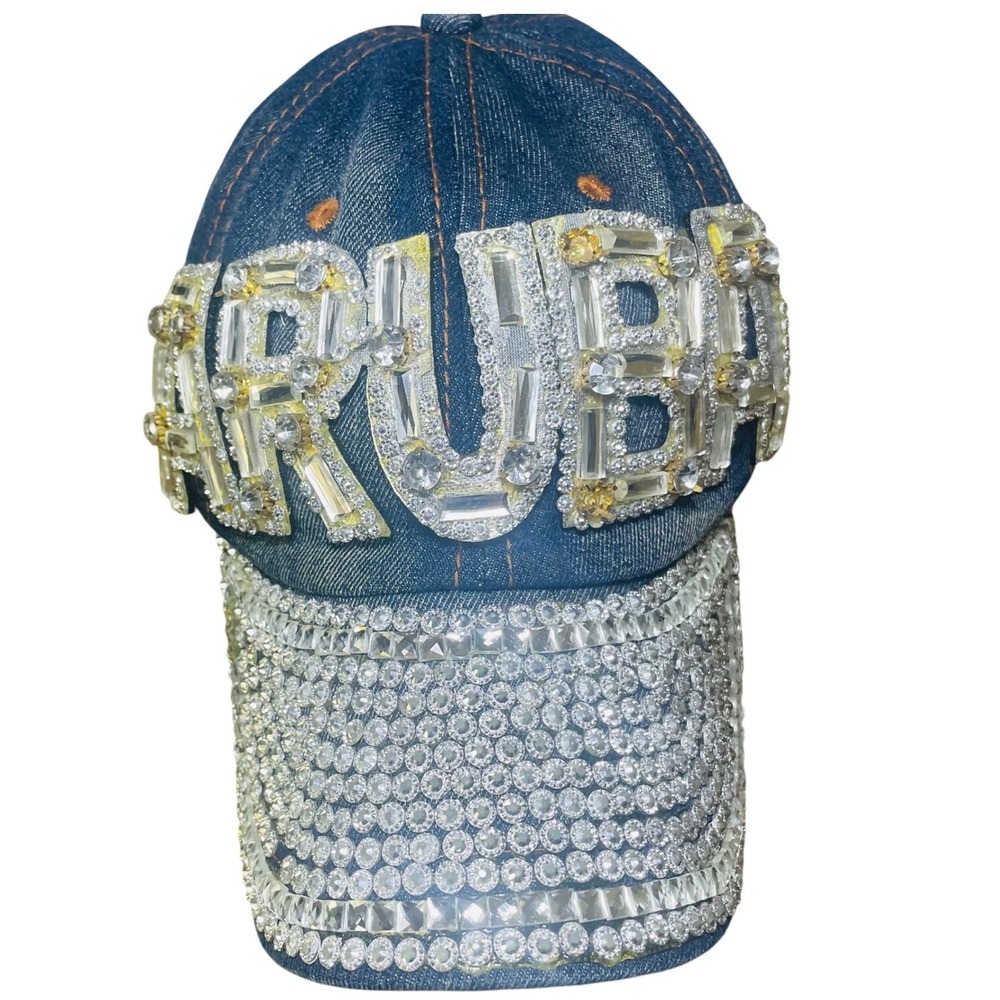 Aruba Rhinestone‎ Embellished Denim Baseball Cap Hat